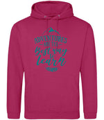 ADVENTURES ARE THE Best Way to Learn – Unisex Hoodie in Hot Pink with Teal vinyl