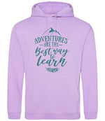 ADVENTURES ARE THE Best Way to Learn – Unisex Hoodie in Lavender with Mint vinyl