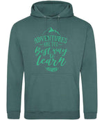 ADVENTURES ARE THE Best Way to Learn – Unisex Hoodie in Moss Green with Mint vinyl