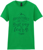 ADVENTURES ARE THE Best Way to Learn – Ladies T-Shirt in Irish Green with Dark Green vinyl