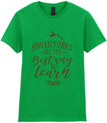 ADVENTURES ARE THE Best Way to Learn – Ladies T-Shirt in Irish Green with Military Green vinyl