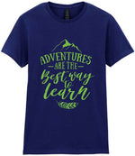 ADVENTURES ARE THE Best Way to Learn – Ladies T-Shirt in Navy with Apple Green vinyl