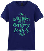 ADVENTURES ARE THE Best Way to Learn – Ladies T-Shirt in Navy with Mint vinyl