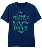 ADVENTURES ARE THE Best Way to Learn – Unisex T-Shirt in Navy with Mint vinyl