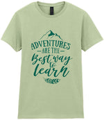 ADVENTURES ARE THE Best Way to Learn – Ladies T-Shirt in Pistachio with Teal vinyl