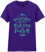 ADVENTURES ARE THE Best Way to Learn – Ladies T-Shirt in Purple with Mint vinyl