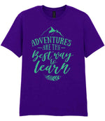 ADVENTURES ARE THE Best Way to Learn – Unisex T-Shirt in Purple with Mint vinyl