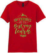 ADVENTURES ARE THE Best Way to Learn – Ladies T-Shirt in Red with Apple Green vinyl