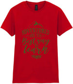 ADVENTURES ARE THE Best Way to Learn – Ladies T-Shirt in Red with Military Green vinyl