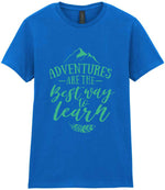 ADVENTURES ARE THE Best Way to Learn – Ladies T-Shirt in Royal Blue with Mint vinyl