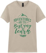 ADVENTURES ARE THE Best Way to Learn – Ladies T-Shirt in Sand with Mint vinyl