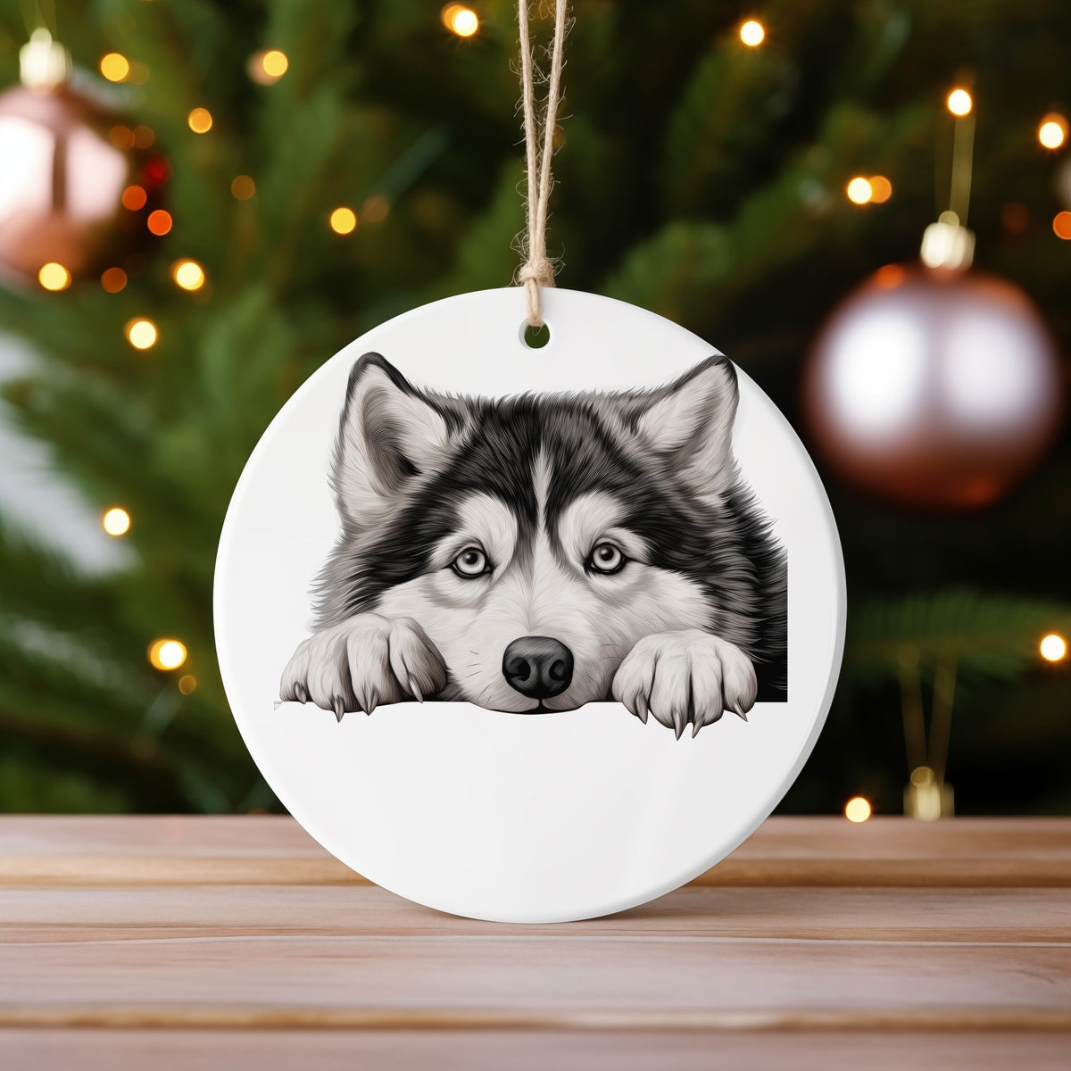 Alaskan Malamute Face hanging decoration in standard