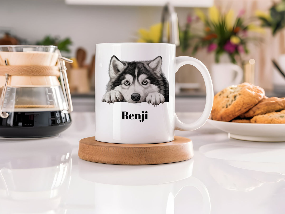 Customisable Alaskan Malamute Face – Orca 11oz Standard Mug, personalised with your own text