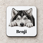 Customisable Alaskan Malamute Face – Coaster, personalised with your own text
