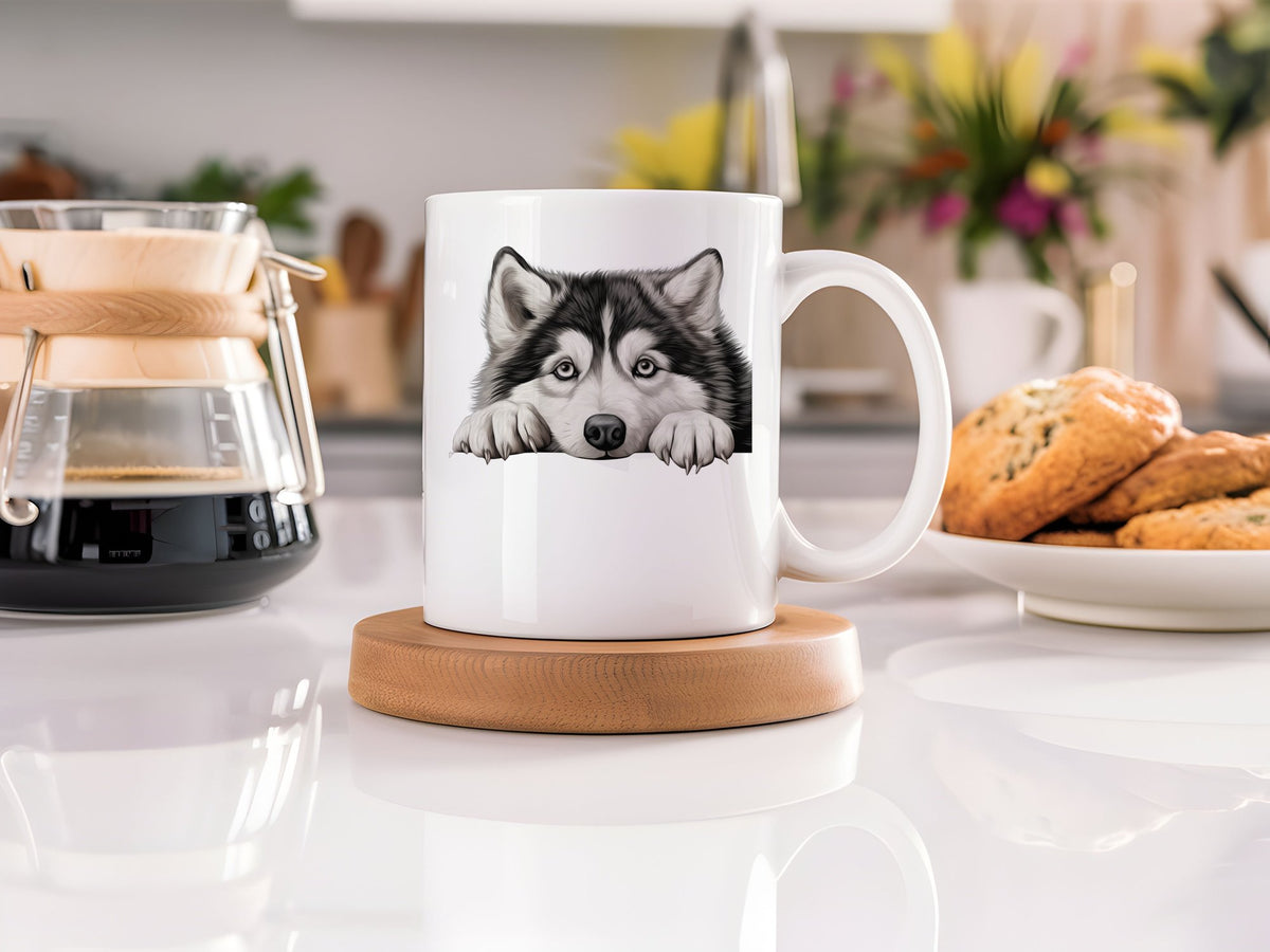 Alaskan Malamute Face standard mug in white