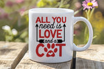 ALL YOU Need Is LOVE and a CAT – Orca 11oz Standard Mug in White with Red vinyl