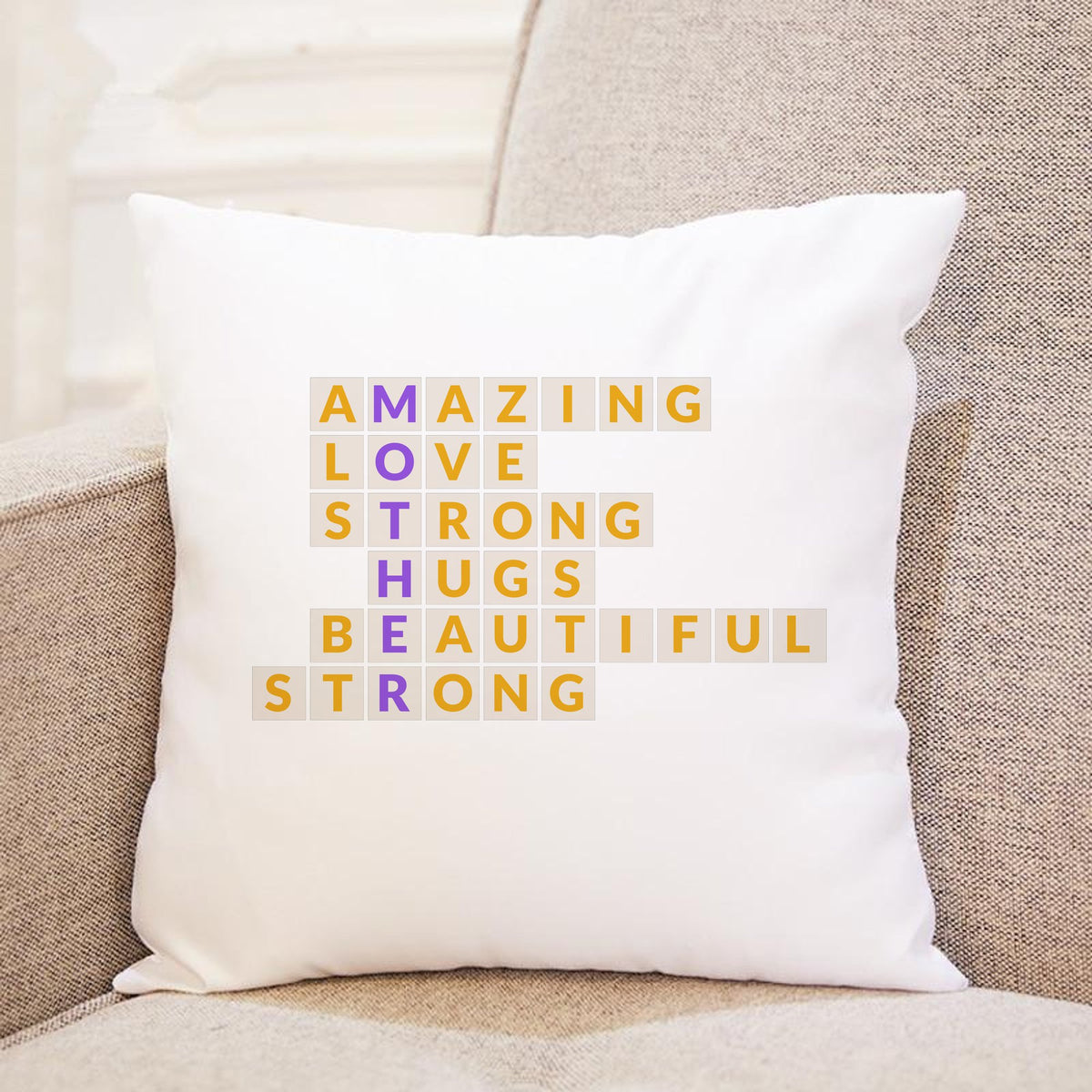 Amazing Mother Love Strong Hugs Beautiful Strong cushion in white