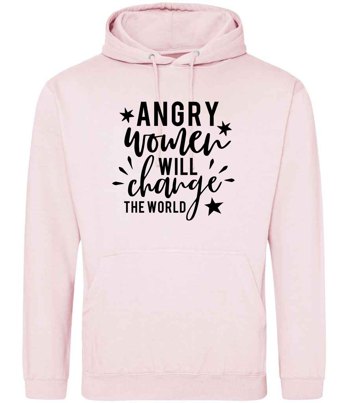 Angry Women Will Change the World hoodie in baby pink