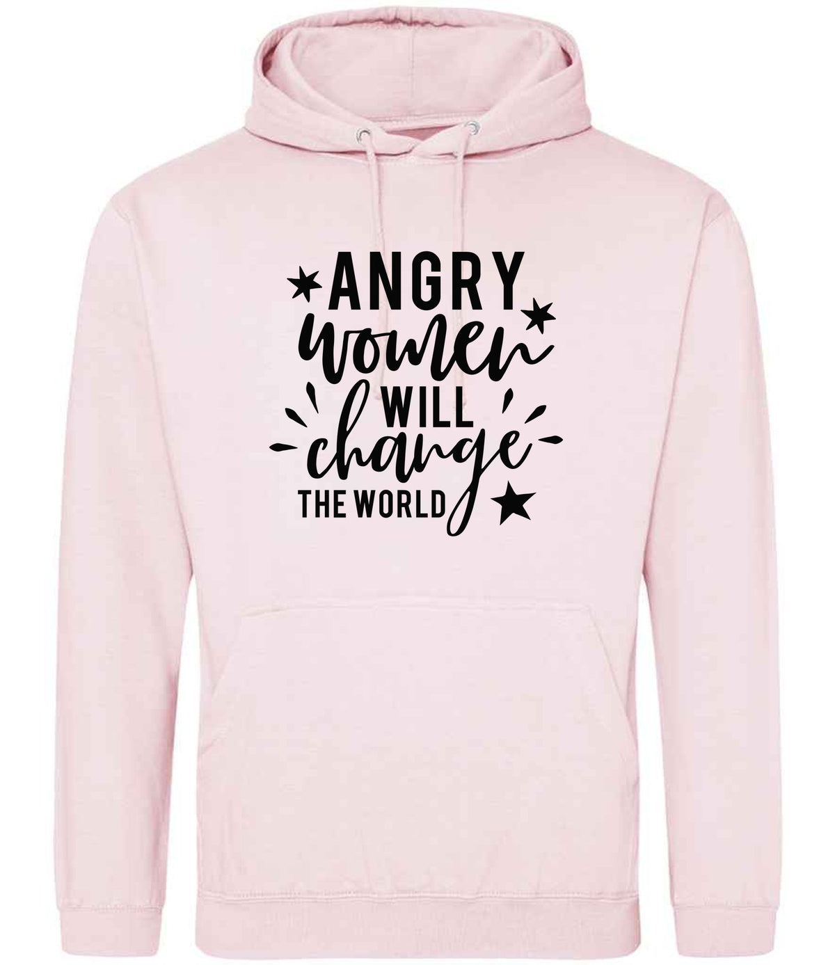 Angry Women Will Change the World hoodie in baby pink