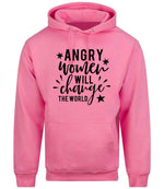 Angry Women Will Change the World hoodie in bubblegum pink