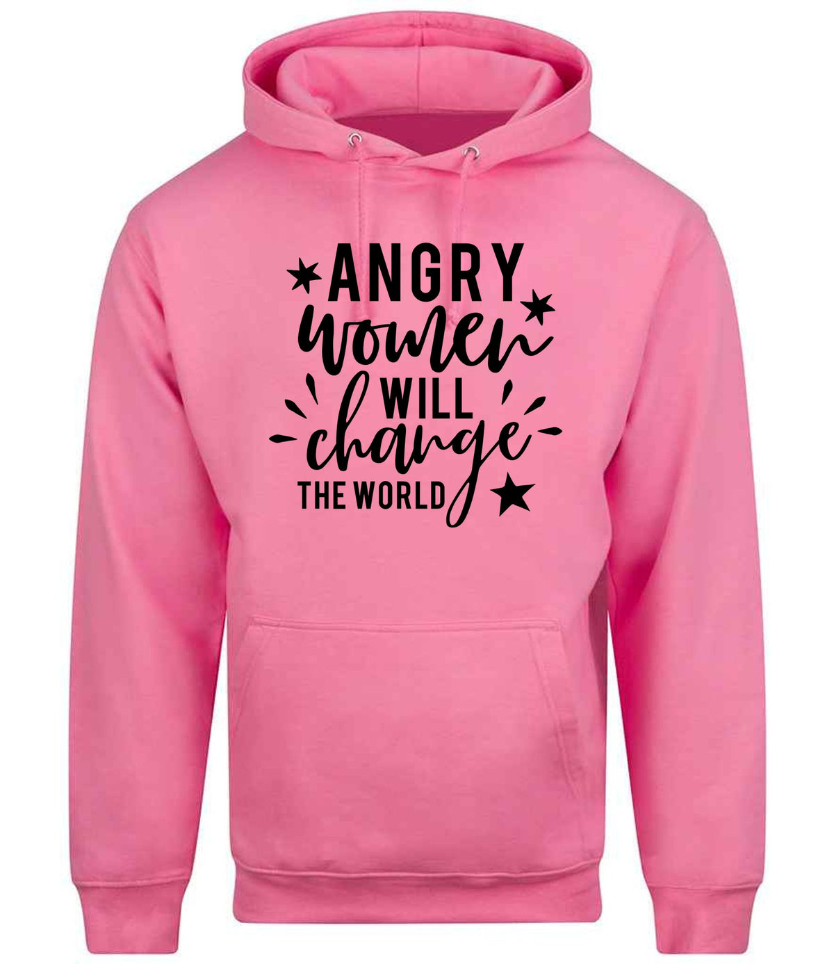 Angry Women Will Change the World hoodie in bubblegum pink