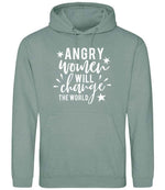 Angry Women Will Change the World hoodie in dusty green