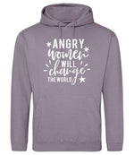 Angry Women Will Change the World hoodie in dusty lilac