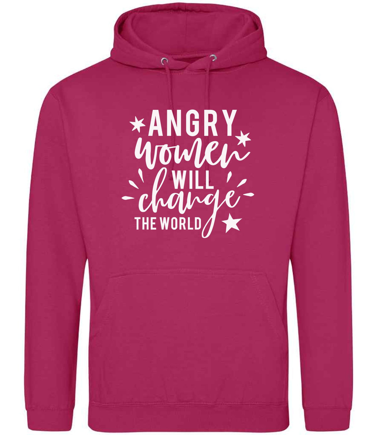 Angry Women Will Change the World hoodie in hot pink