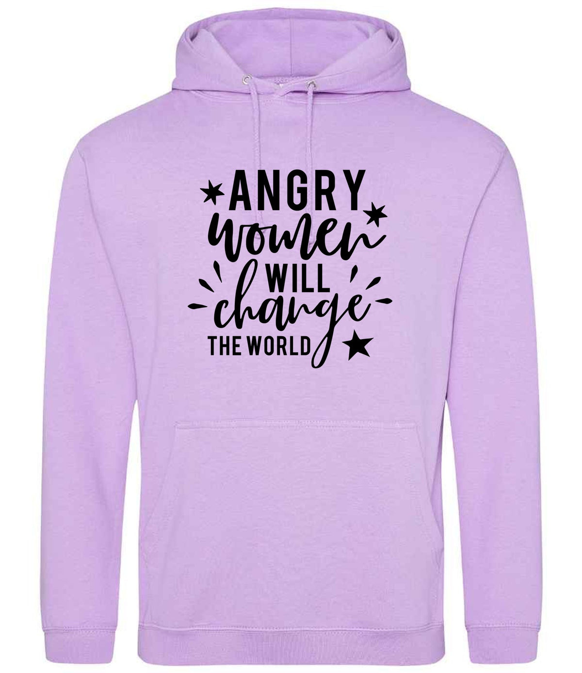 Angry Women Will Change the World hoodie in lavender
