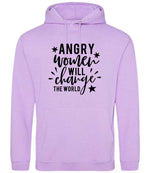 Angry Women Will Change the World hoodie in lavender