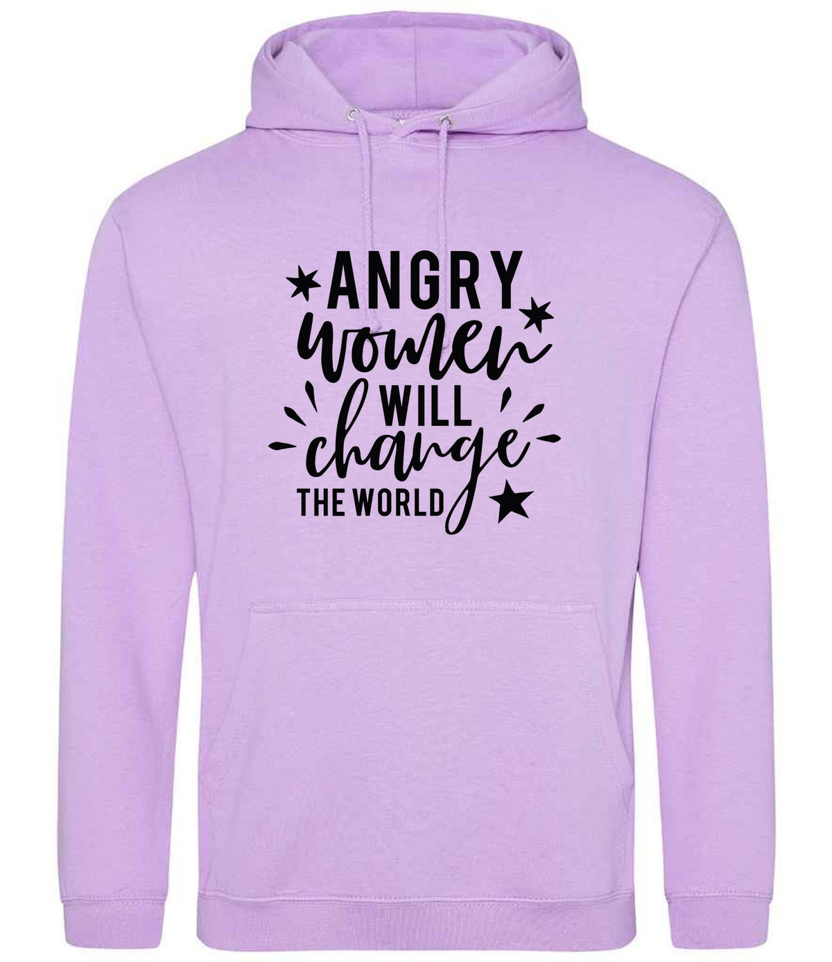 Angry Women Will Change the World hoodie in lavender