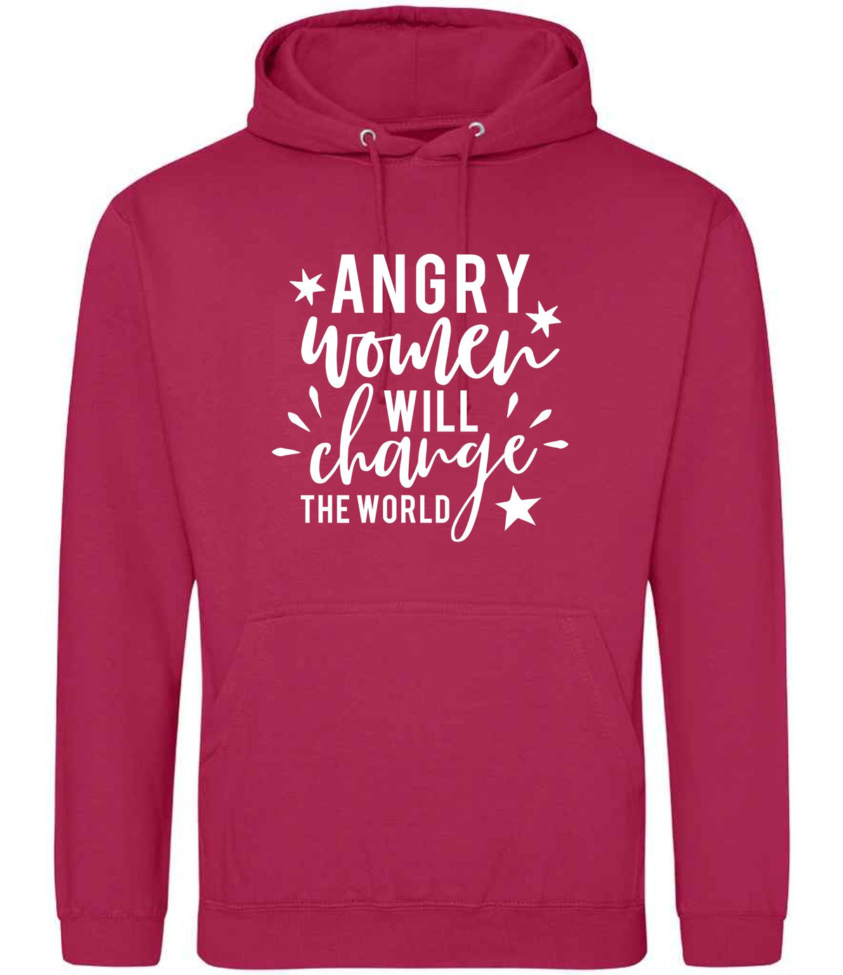 Angry Women Will Change the World hoodie in lipstick pink