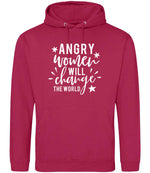 Angry Women Will Change the World hoodie in lipstick pink