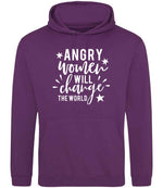 Angry Women Will Change the World hoodie in magenta magic