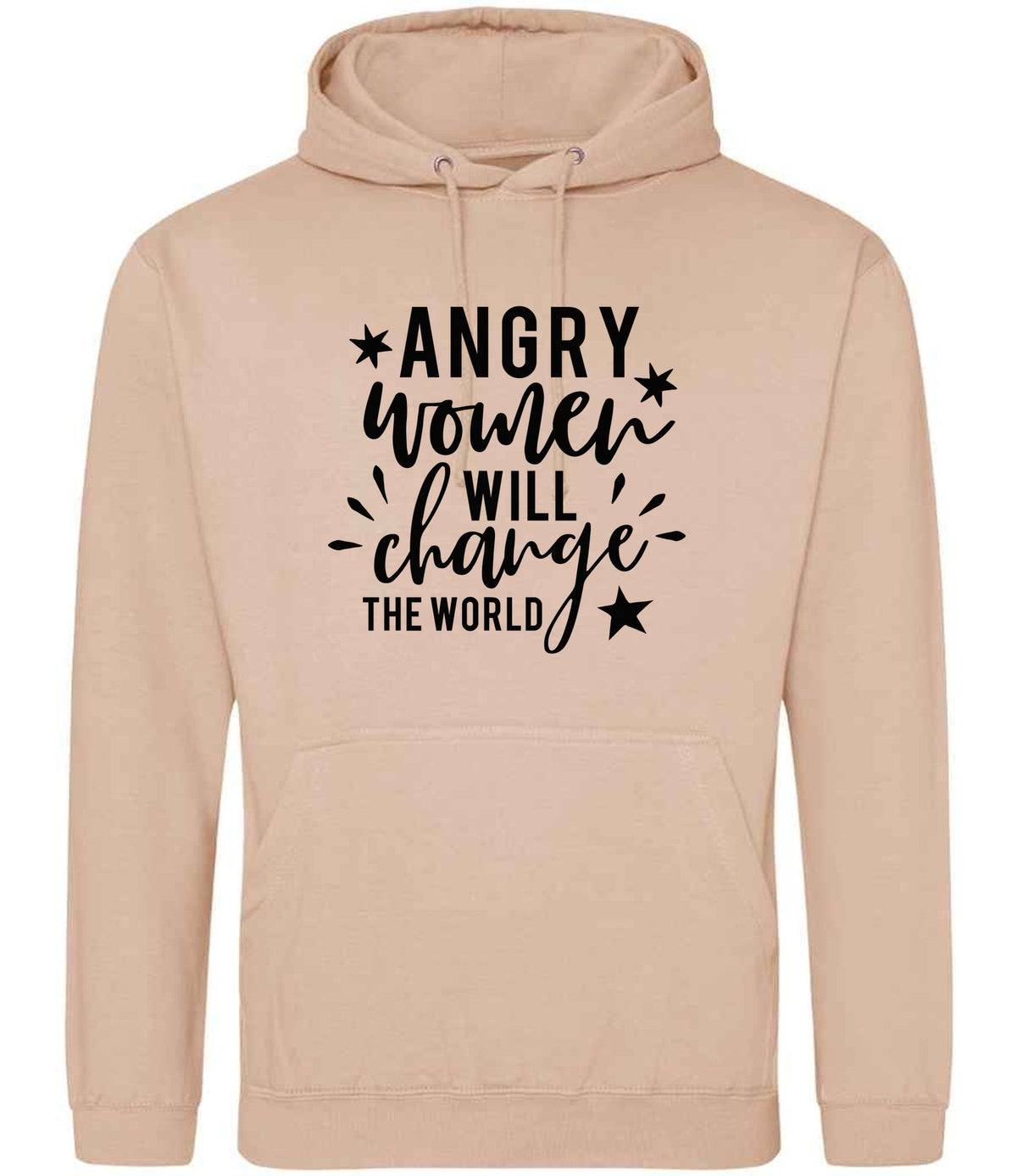 Angry Women Will Change the World hoodie in peach perfect