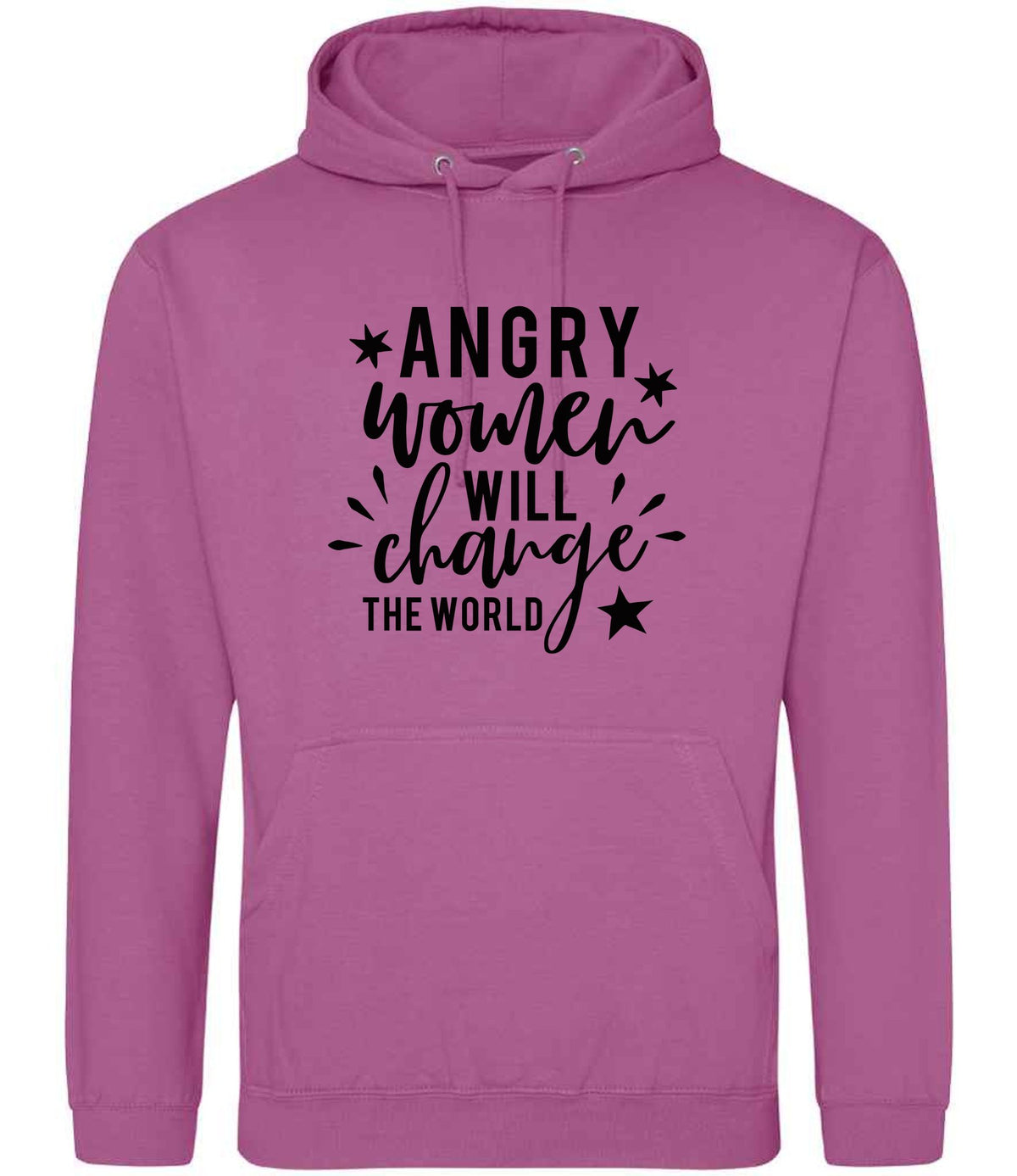 Angry Women Will Change the World hoodie in pinky purple