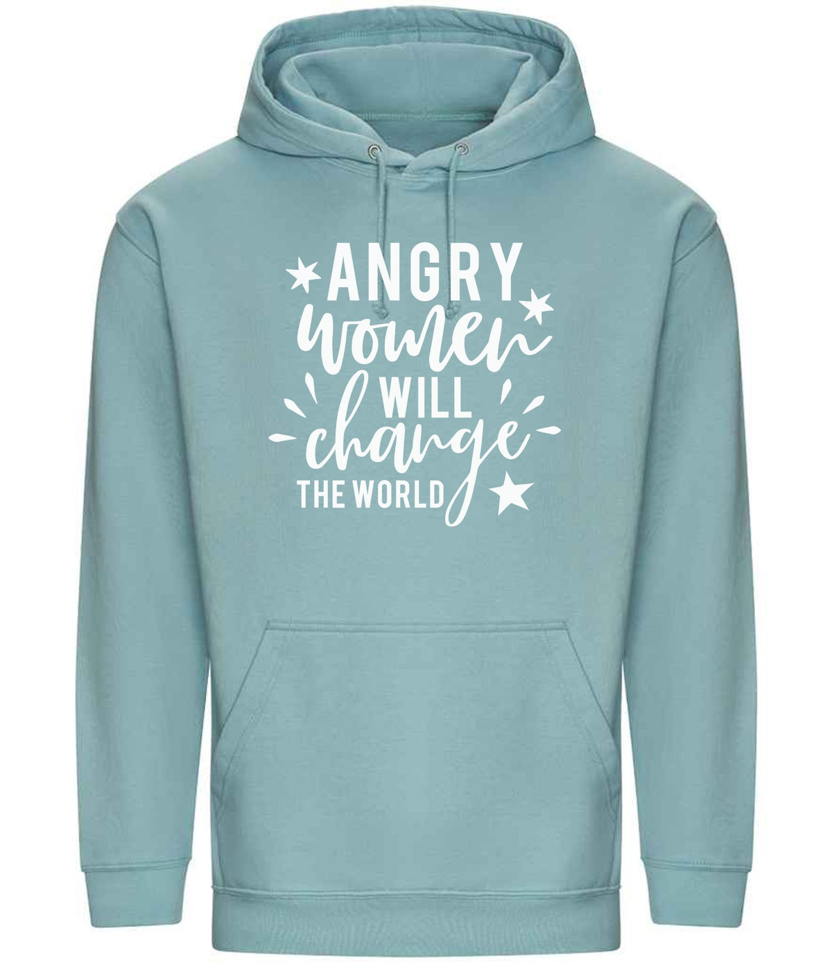 Angry Women Will Change the World hoodie in seafoam