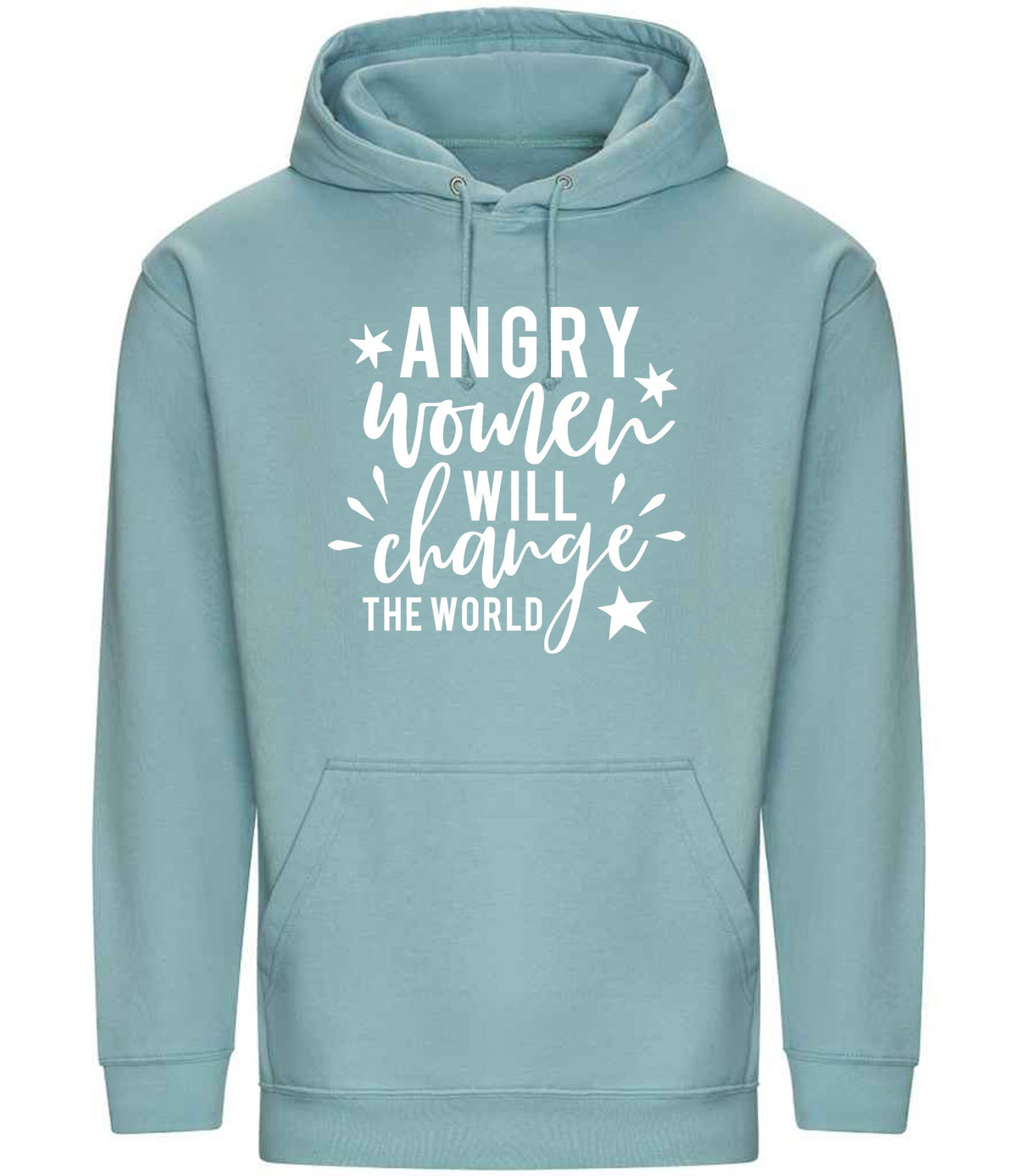 Angry Women Will Change the World hoodie in seafoam