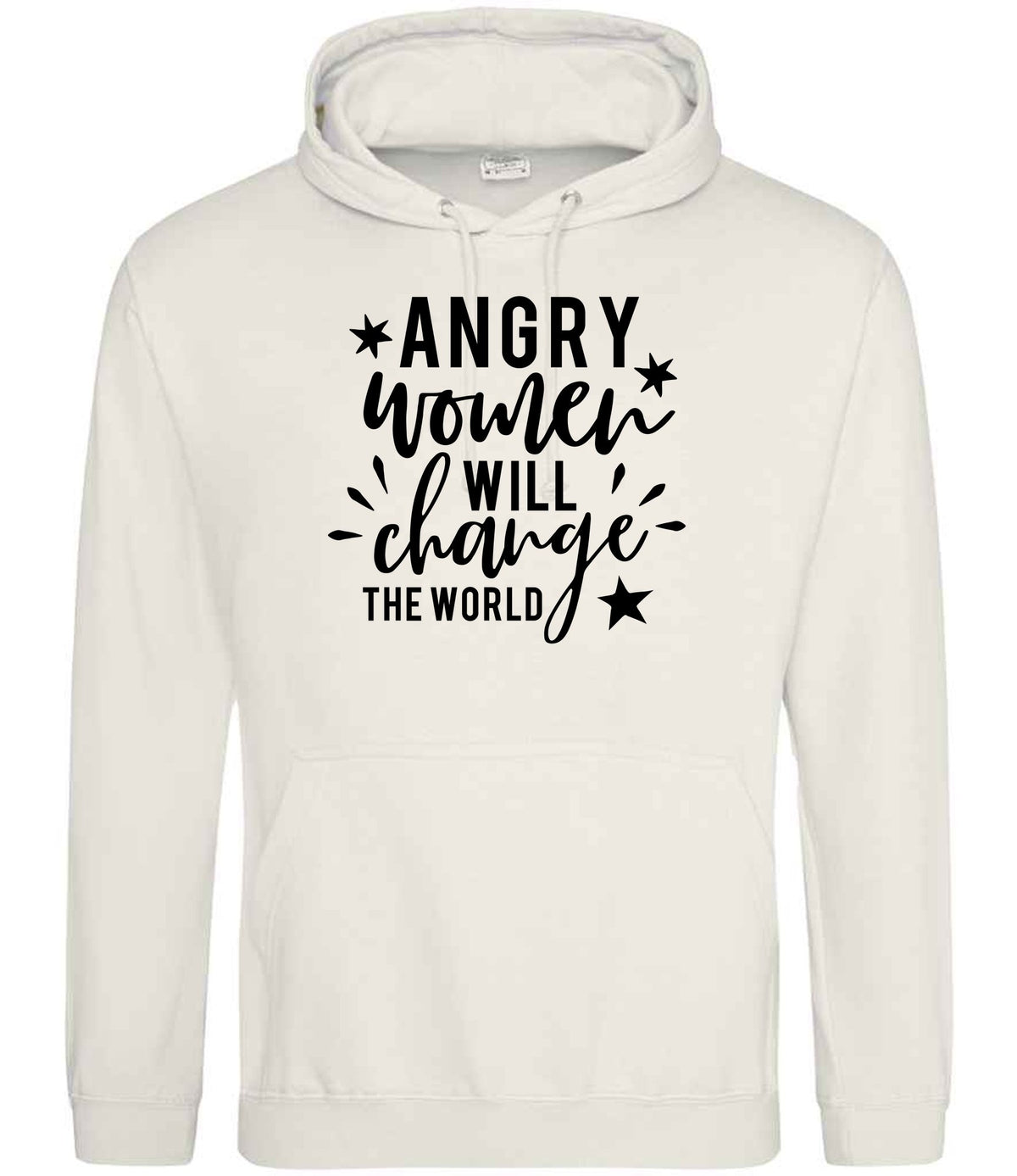 Angry Women Will Change the World hoodie in vanilla milkshake