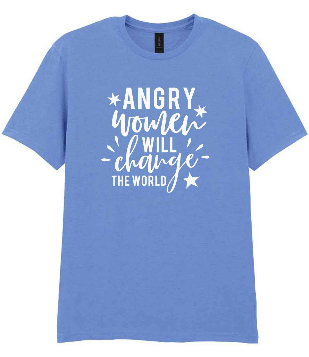 Angry Women Will Change the World t-shirt in carolina blue