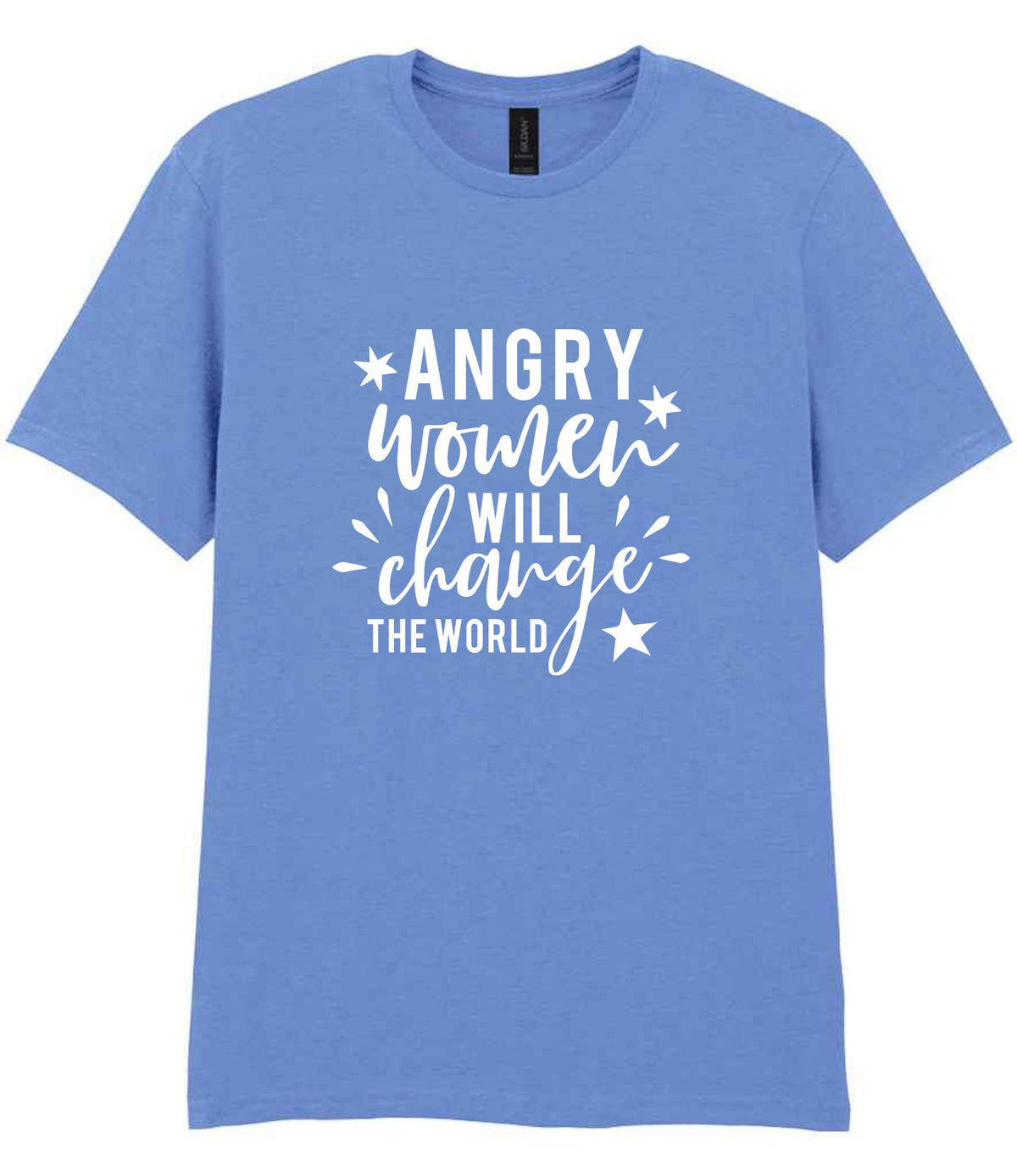 Angry Women Will Change the World t-shirt in carolina blue