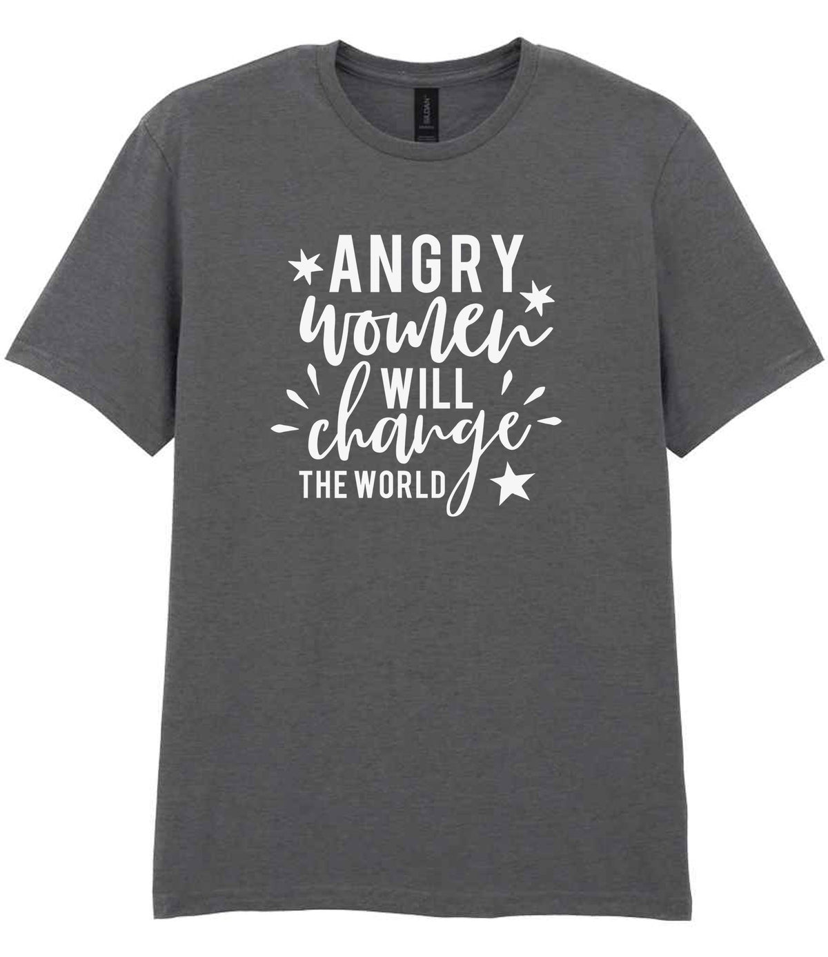 Angry Women Will Change the World t-shirt in charcoal