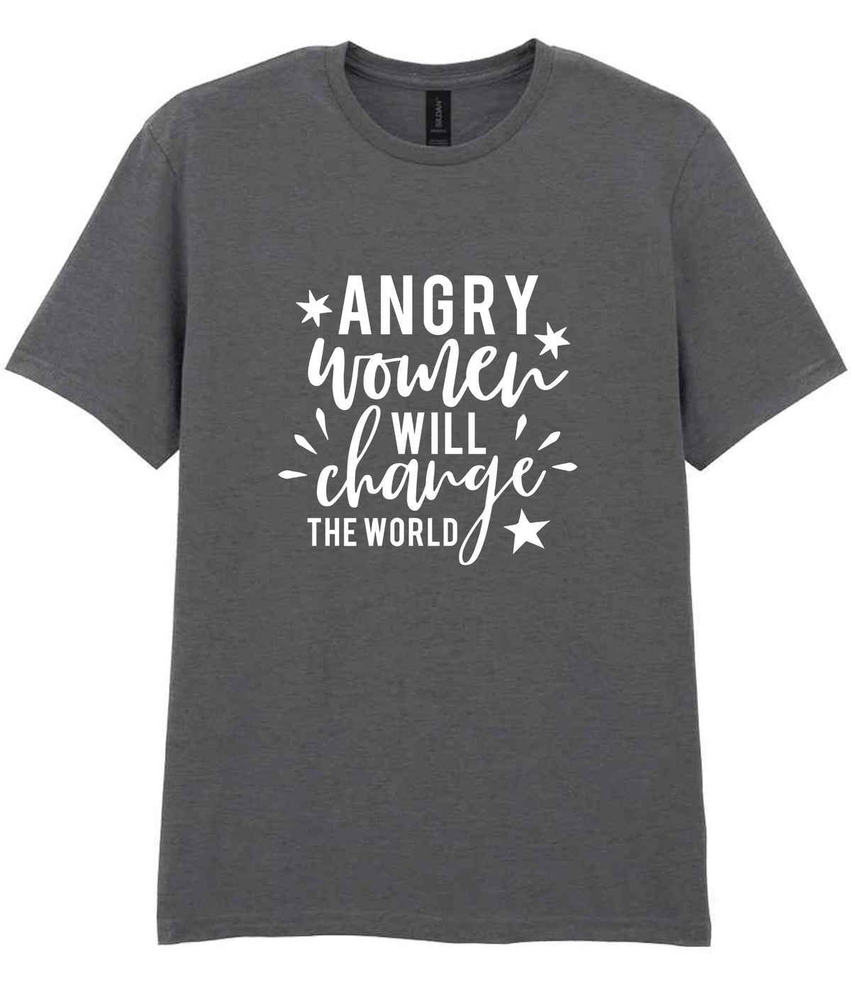 Angry Women Will Change the World t-shirt in charcoal
