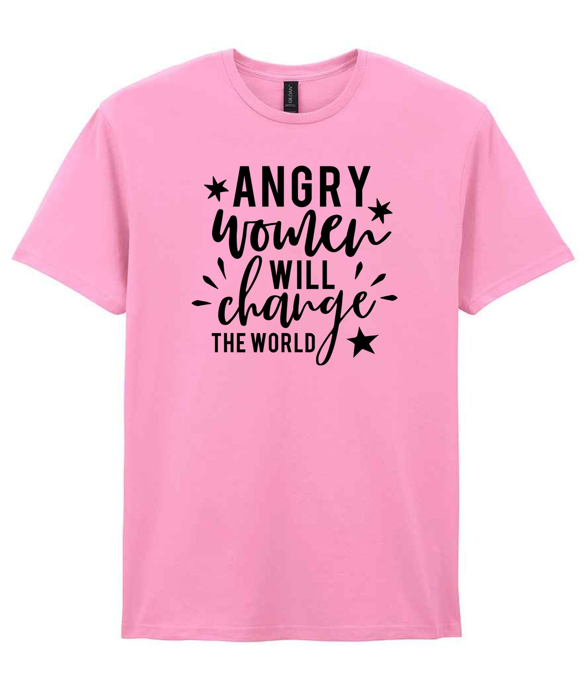 Angry Women Will Change the World t-shirt in fan candy pink