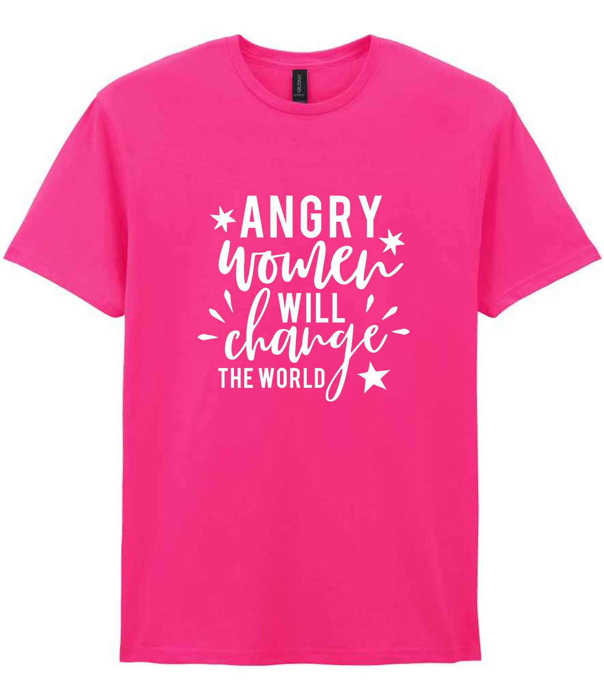 Angry Women Will Change the World t-shirt in heliconia