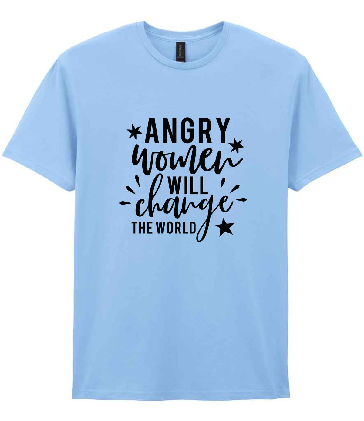 Angry Women Will Change the World t-shirt in light blue