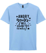 Angry Women Will Change the World t-shirt in light blue