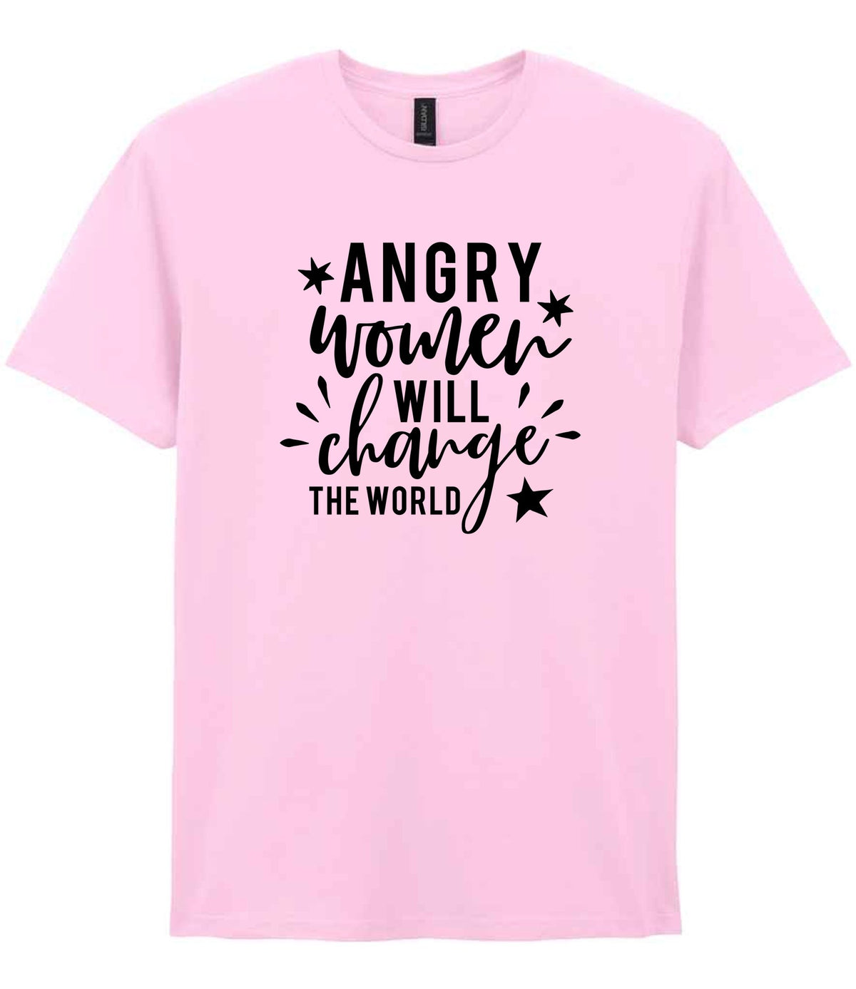 Angry Women Will Change the World t-shirt in light pink