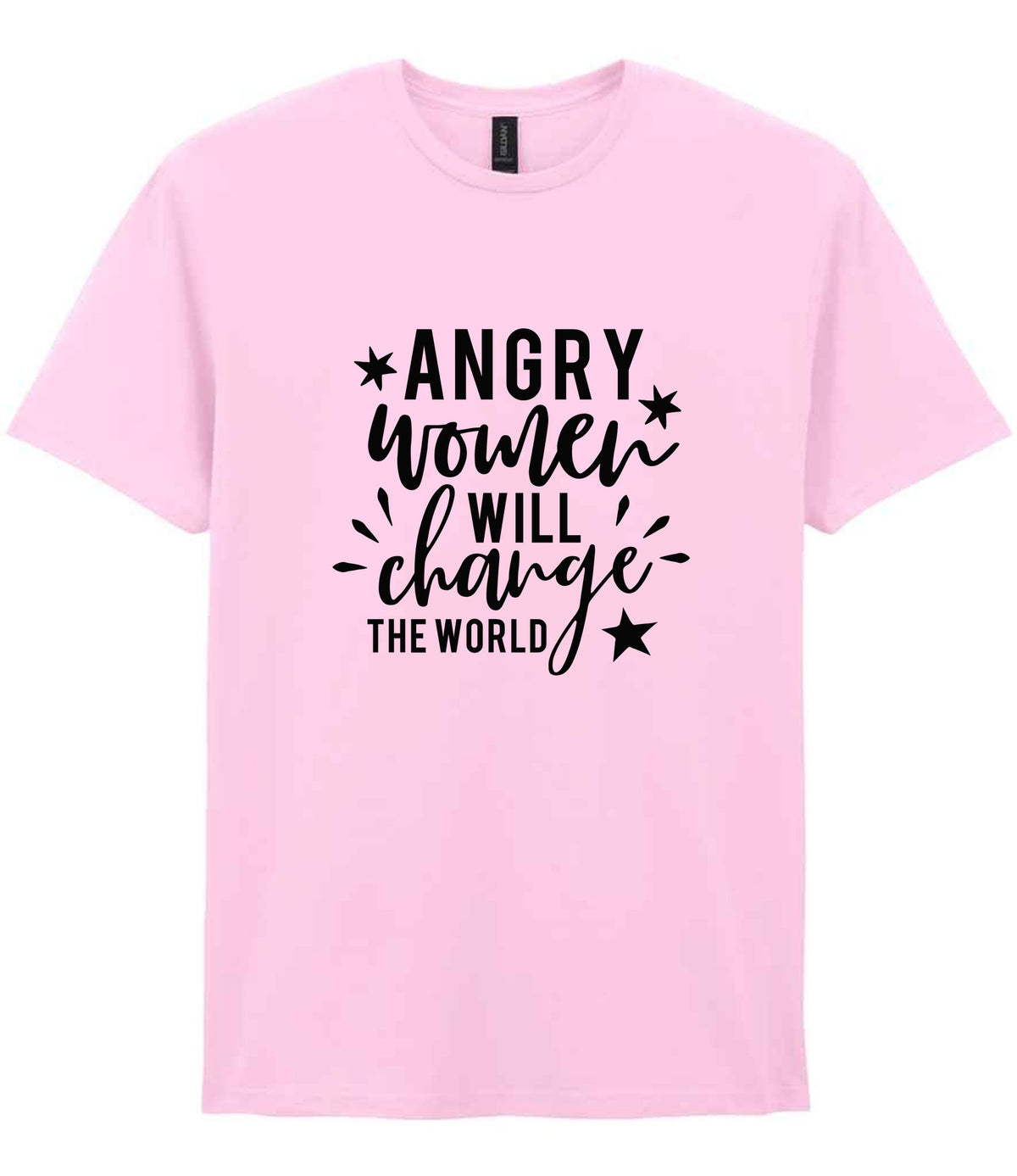 Angry Women Will Change the World t-shirt in light pink