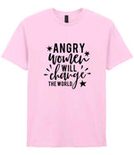 Angry Women Will Change the World t-shirt in light pink